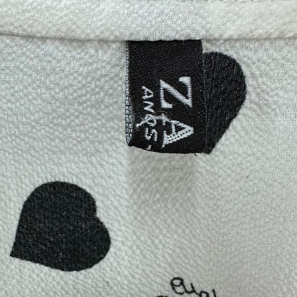 Zara Women's Small Heart Blouse Button Collar 3/4 Sleeves Sheer Valentine's Day - Picture 5 of 10